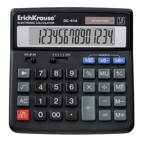 картинка Калькулятор настольный, 14 разрядов, 14,8*15,6 см, двойное питание, "DC-414", Erich Krause, 40414 от магазина Альфанит в Кунгуре
