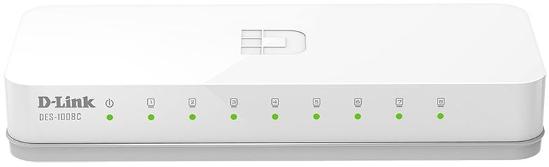 картинка Коммутатор D-Link DES-1008C, 8 портов, 10/100 Мбит/с, неуправляемый от магазина Альфанит в Кунгуре