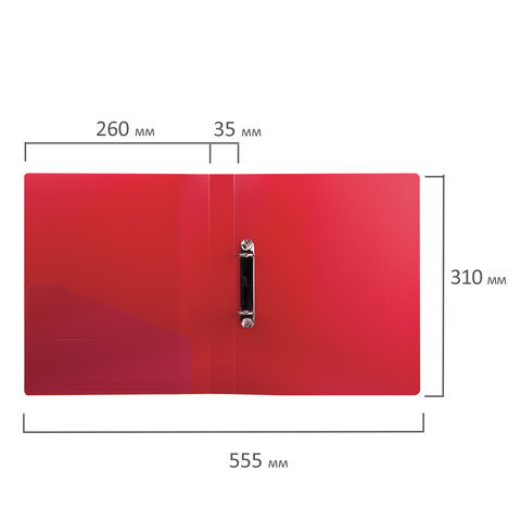 картинка Папка на 2-х кольцах, А4, 700 мкм, корешок 40 мм, до 270 л, пластик, красный, "Contract", BRAUBERG, 221793 от магазина Альфанит в Кунгуре