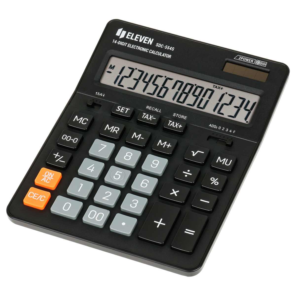 картинка Калькулятор настольный, 14 разрядов, 15,5*20,5*3,6 см, двойное питание, черный, "SDC-554S", Eleven от магазина Альфанит в Кунгуре