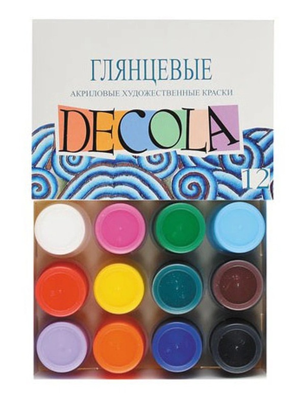 картинка Краски акриловые глянцевые, 12 цв, 12 шт по 20 мл, Decola, 2941116 от магазина Альфанит в Кунгуре