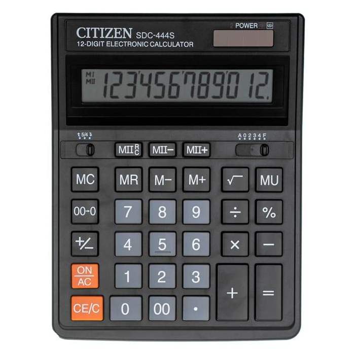 картинка Калькулятор настольный, 12 разрядов, 19,9*15 см, двойное питание, CITIZEN, SDC-444S от магазина Альфанит в Кунгуре