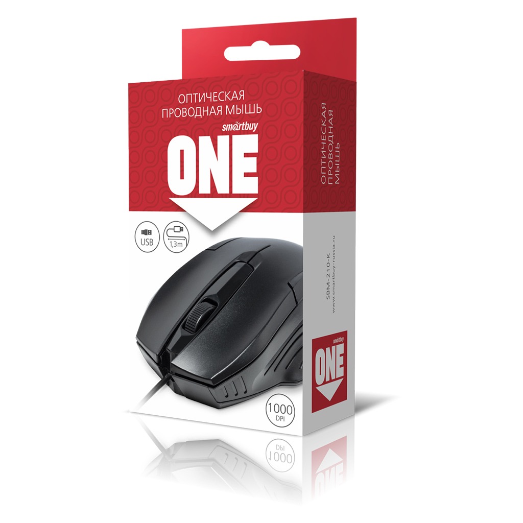 картинка Мышь проводная SmartBuy 210 One, 1000 dpi, черный, SBM-210-K от магазина Альфанит в Кунгуре