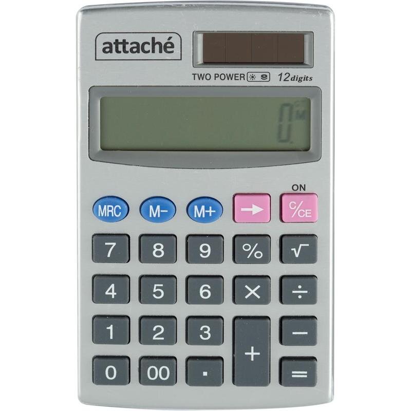 картинка Калькулятор карманный, 12 разрядов, серебристый, "ATC-333-12P", Attache, 1277751 от магазина Альфанит в Кунгуре