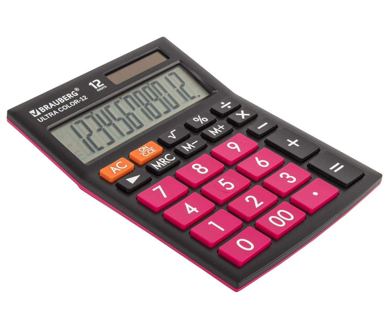 картинка Калькулятор настольный, 12 разрядов, двойное питание, "ULTRA COLOR-12-BKWR", BRAUBERG, 250500 от магазина Альфанит в Кунгуре