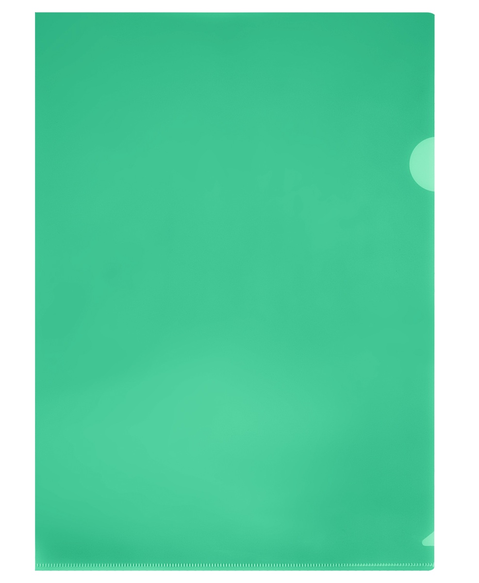 картинка Папка-уголок, А4, 100 мкм, пластик, прозрачный зеленый, СТАММ, ММ-30737 от магазина Альфанит в Кунгуре