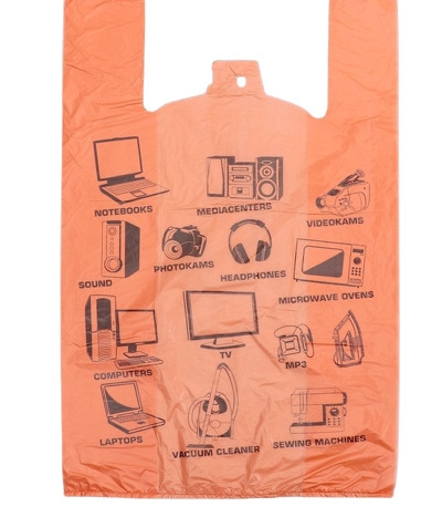 картинка Пакет-майка, 63*40 см, 16 мкм, полиэтилен, "Электроника оранжевый", 3445377 от магазина Альфанит в Кунгуре