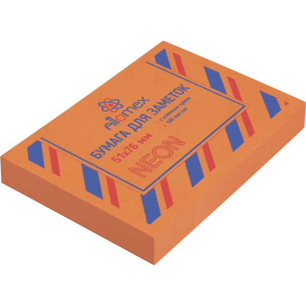 картинка Бумага для заметок с клеевым краем, 5,1*7,6 см, 100 л, оранжевый неон, Attomex, 2010906 от магазина Альфанит в Кунгуре