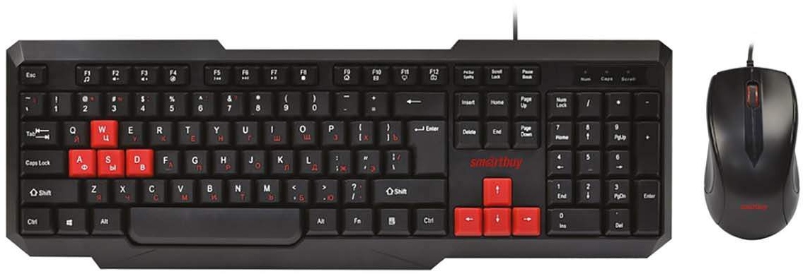 картинка Комплект проводной (клавиатура + мышь) SmartBuy ONE, USB, черный, SBC-230346-KR от магазина Альфанит в Кунгуре