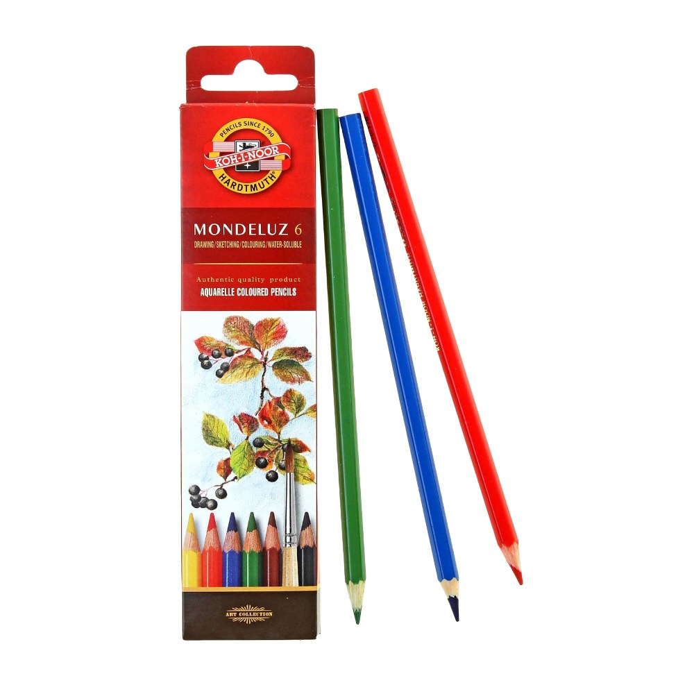 картинка Карандаши цветные акварельные, 6 цв, 6 шт, "Mondeluz", Koh-i-Noor, 3715006001KSRU от магазина Альфанит в Кунгуре