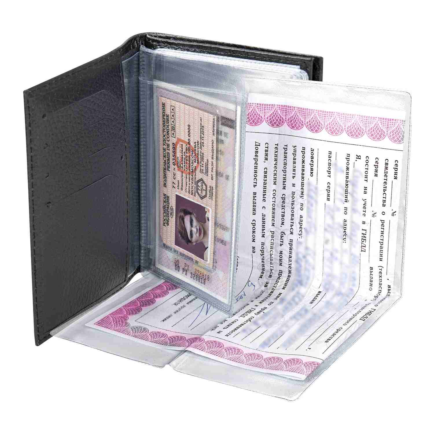 картинка Обложка для автодокументов, кожа натуральная, черный, "Documents", BRAUBERG, 238193 от магазина Альфанит в Кунгуре