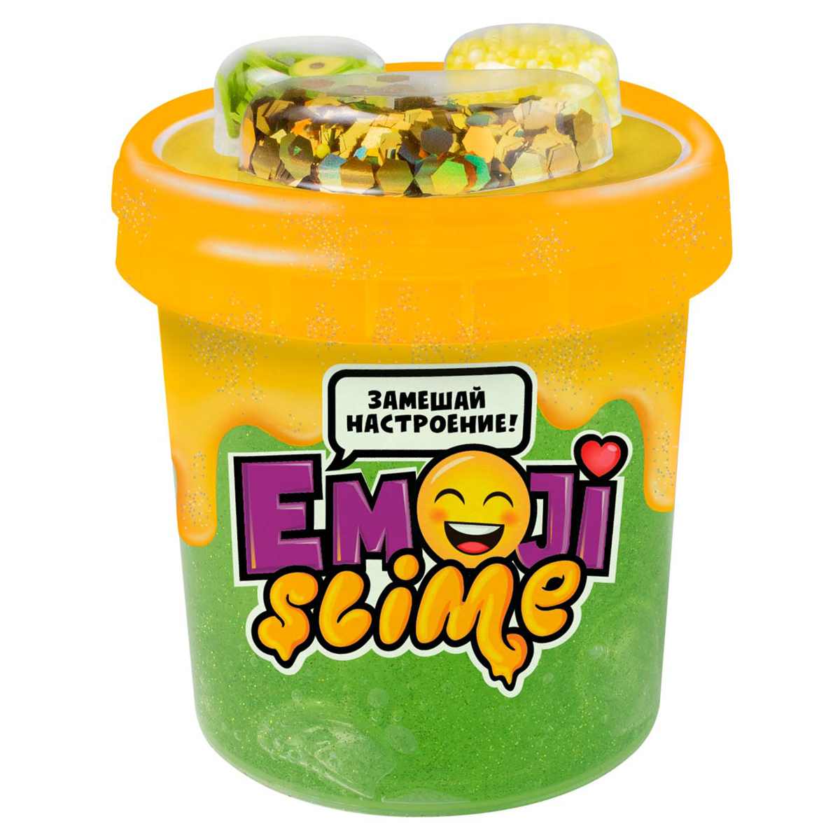 картинка Слайм, 120 гр, зеленый, в баночке, с наполнением, "Emoji", Slime, S130-79 от магазина Альфанит в Кунгуре