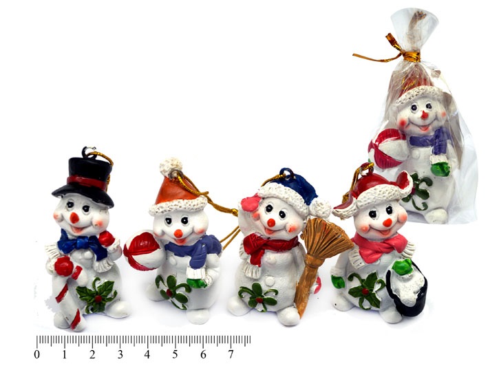 картинка Подвеска новогодняя, 5*3*6,5 см, керамика, ассорти, "Снеговик", 7335 от магазина Альфанит в Кунгуре