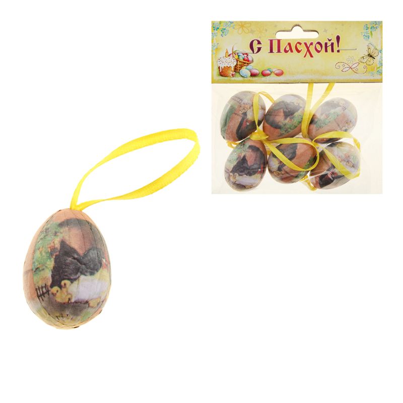 картинка Набор сувениров пасхальных, 6 шт, с подвеской, ассорти, "Яйцо" от магазина Альфанит в Кунгуре