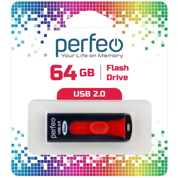 картинка Флеш-диск Perfeo 64 GB, S01, черный, PF-S01B064 от магазина Альфанит в Кунгуре