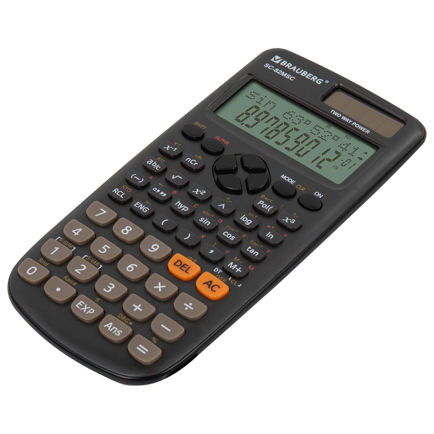 картинка Калькулятор инженерный, 12 разрядов, 16,5*8,4 см, двойное питание, 240 функций, "SC-82MSС", BRAUBERG, 271722 от магазина Альфанит в Кунгуре