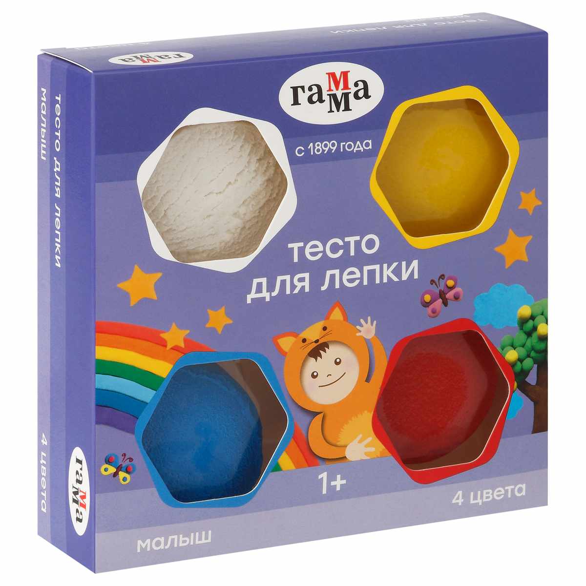 картинка Тесто для лепки, 4 цв, 4 шт, 240 гр, "Малыш", Гамма, 130923_04240 от магазина Альфанит в Кунгуре