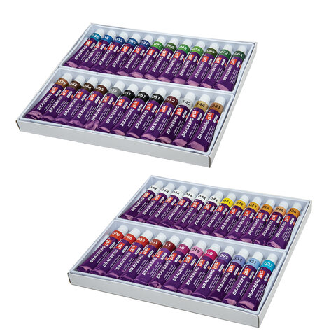 картинка Краски акриловые, 41 цв, 48 шт по 12 мл, туба, BRAUBERG, 192295 от магазина Альфанит в Кунгуре