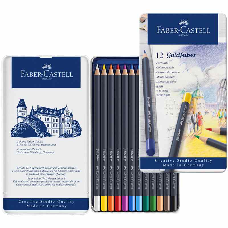 картинка Карандаши цветные, 12 цв, 12 шт, дерево, круглый корпус, "Goldfaber", Faber-Castell, 114712 от магазина Альфанит в Кунгуре