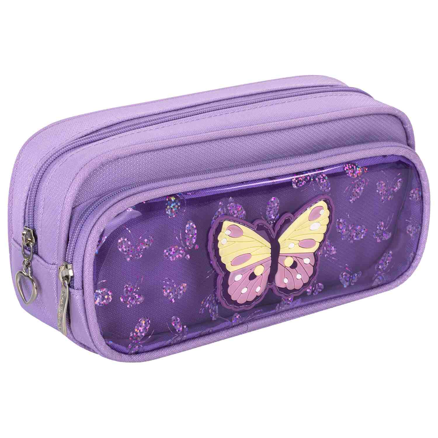картинка Пенал-косметичка 2 отделения, 21*6*9 см, фиолетовый, "Butterfly", Юнландия, 270256 от магазина Альфанит в Кунгуре