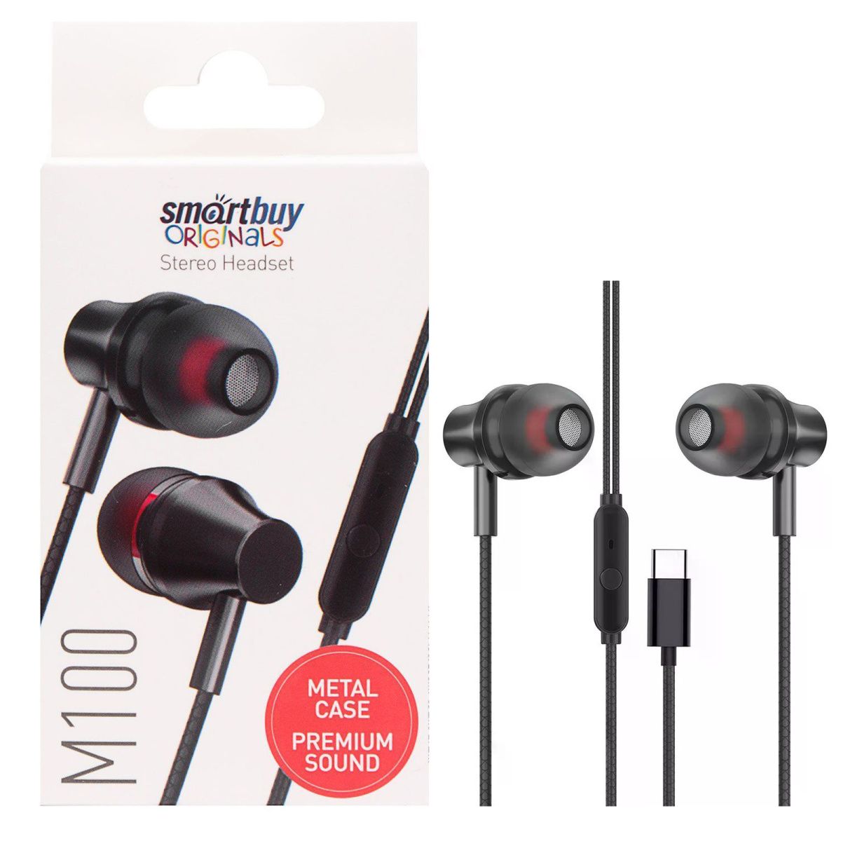 картинка Гарнитура вкладыши SmartBuy M100-C, черный, SBH-021K-C от магазина Альфанит в Кунгуре