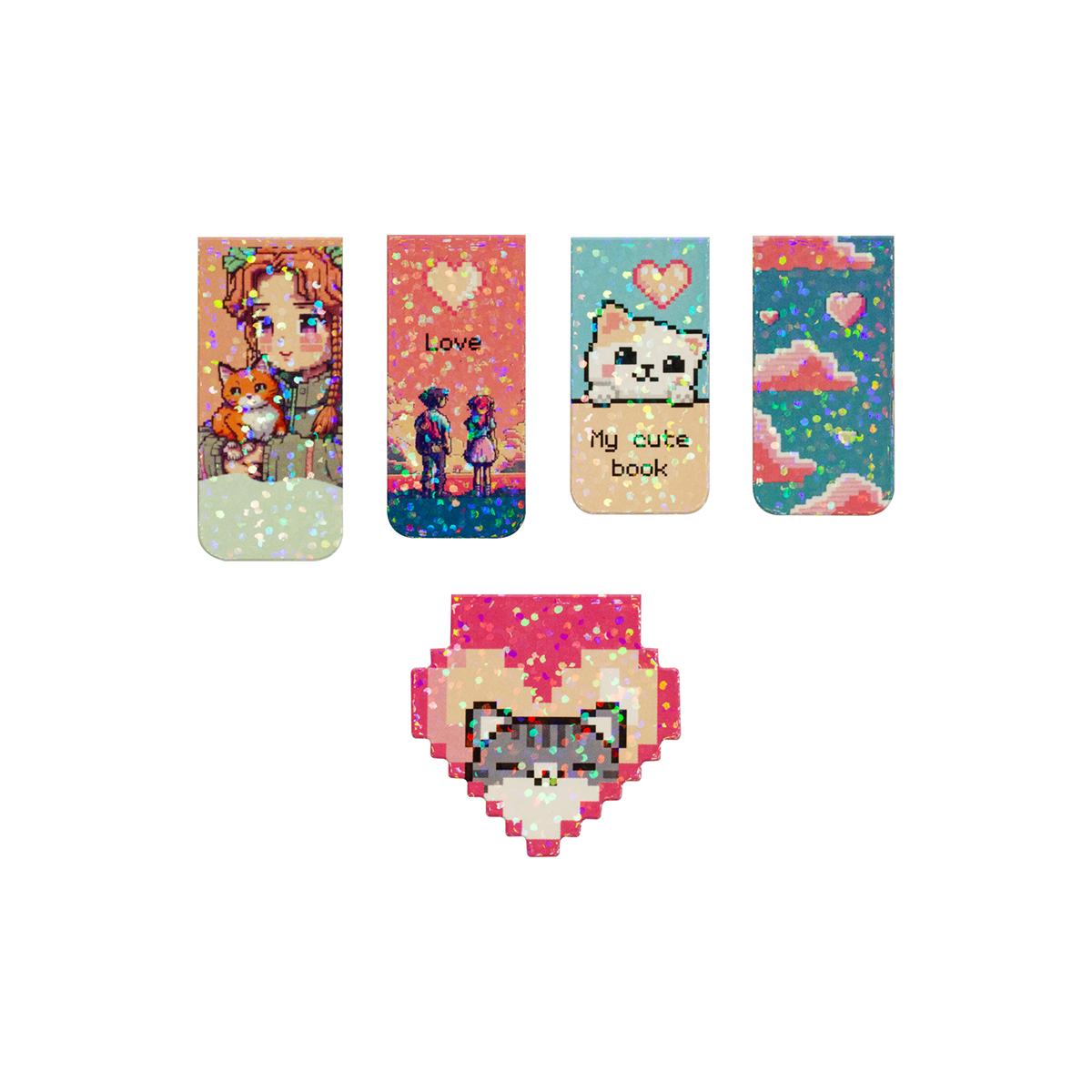 картинка Набор закладок магнитных, 5 шт, "Pixel", MESHU, MS_58305 от магазина Альфанит в Кунгуре