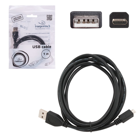 картинка Кабель зарядный для мобильных устройств Cablexpert Pro USB 2.0 AM — USB 2.0 microBM, 1,0 м, черный, CCP-mUSB2-AMBM-1M от магазина Альфанит в Кунгуре