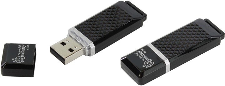 картинка Флеш-диск SmartBuy 64 GB, Quartz series, черный, SB64GBQZ-K от магазина Альфанит в Кунгуре