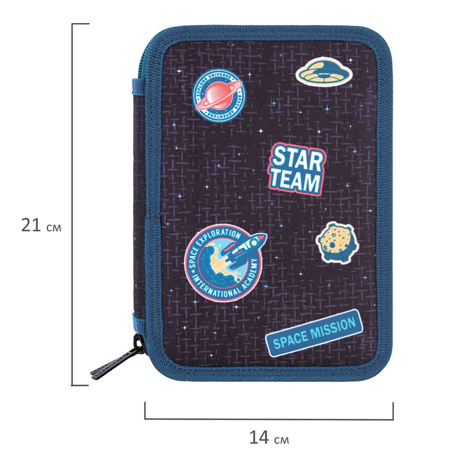 картинка Пенал 3 отделения, 21*14 см, полиэстер, "Space mission", BRAUBERG, 270729 от магазина Альфанит в Кунгуре