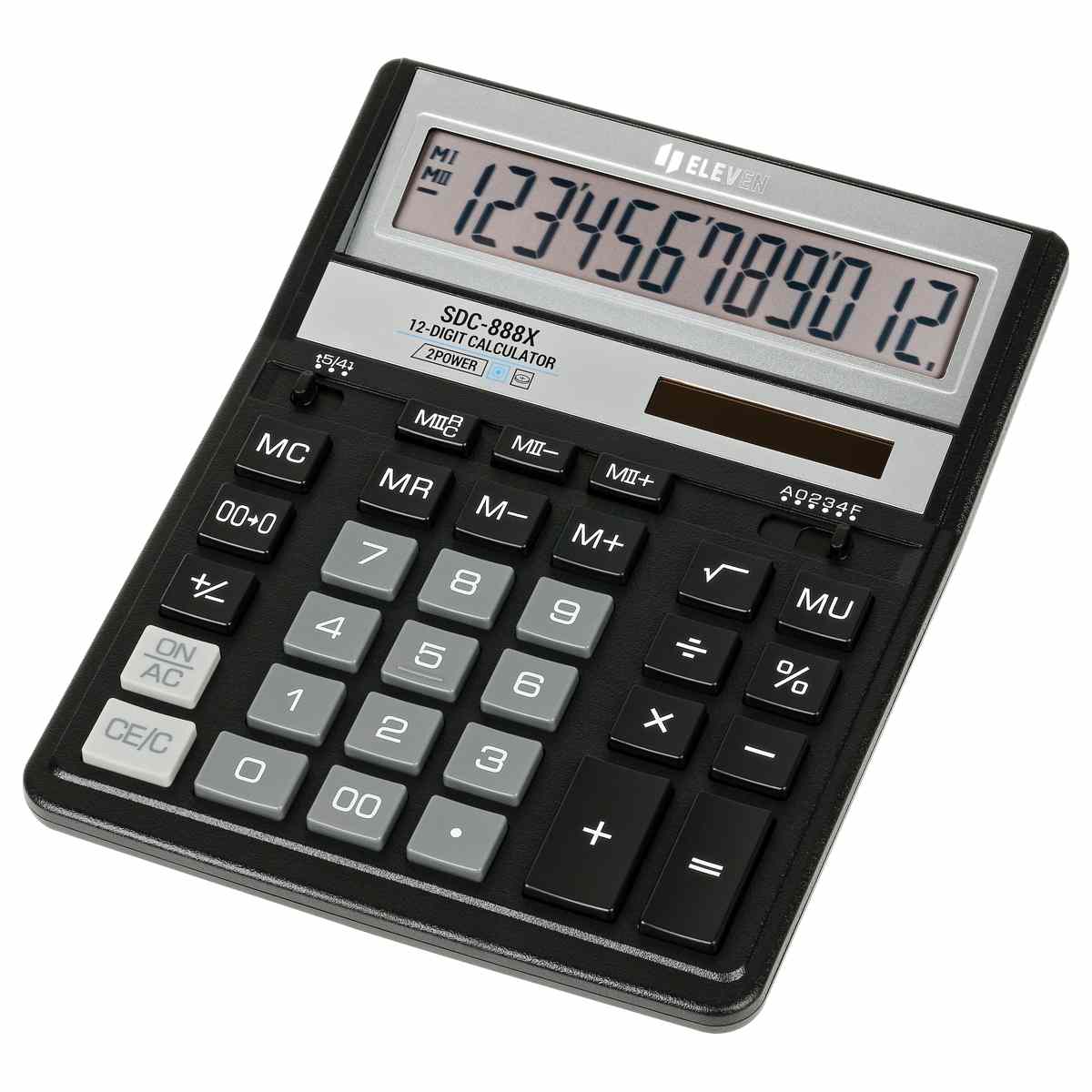 картинка Калькулятор настольный, 12 разрядов, 15,8*20,3*3 см, двойное питание, черный, "SDC-888X-BK", Eleven от магазина Альфанит в Кунгуре