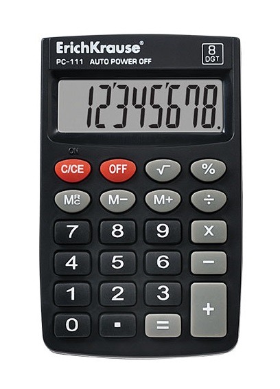 картинка Калькулятор карманный, 8 разрядов, 5,8*8,8 см, "РС-111", Erich Krause, 40111 от магазина Альфанит в Кунгуре