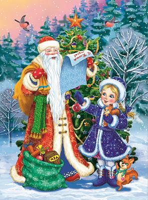 картинка Аппликация из фоамирана, А3, "Дед Мороз и снежная девочка", Рыжий кот, М-1157 от магазина Альфанит в Кунгуре