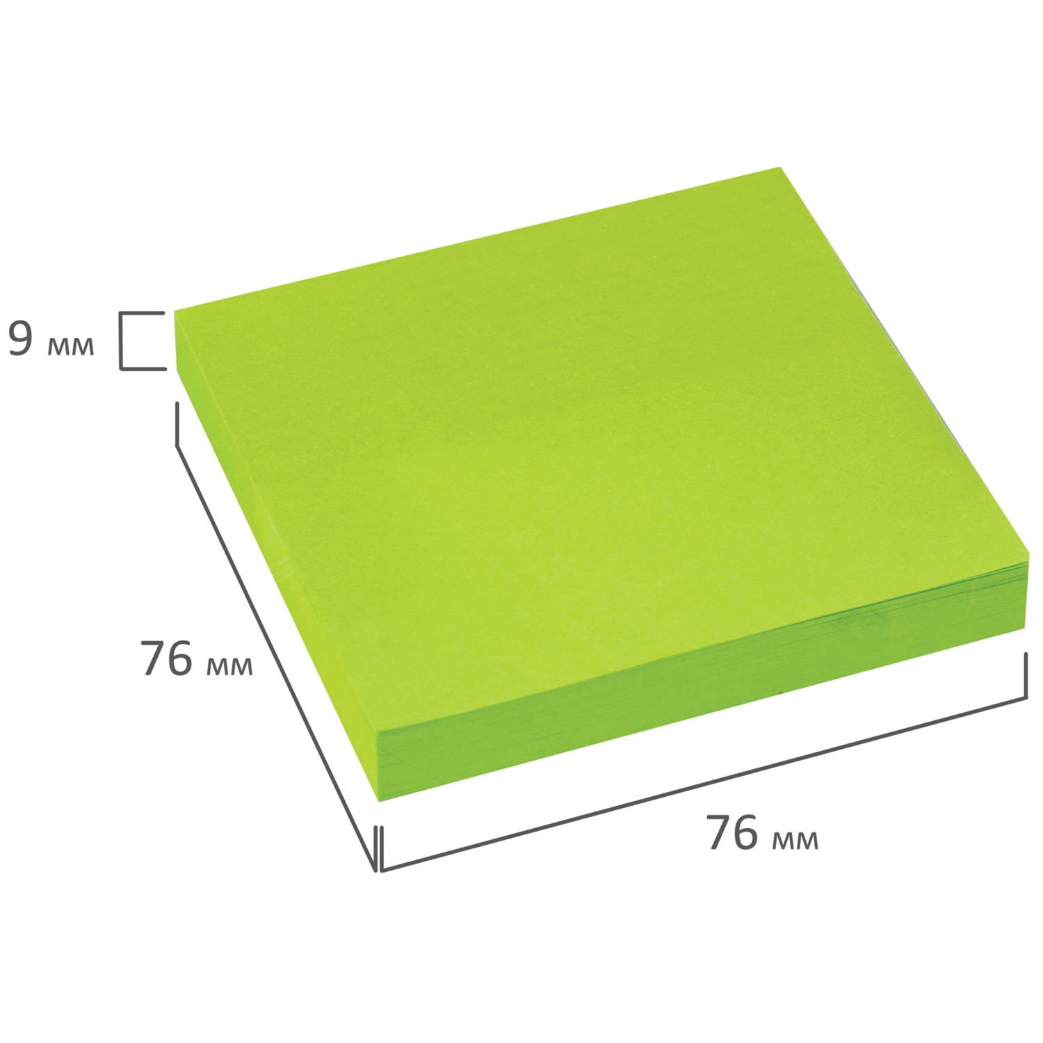 картинка Бумага для заметок с клеевым краем, 7,6*7,6 см, 90 л, зеленый неон, BRAUBERG, 122703 от магазина Альфанит в Кунгуре