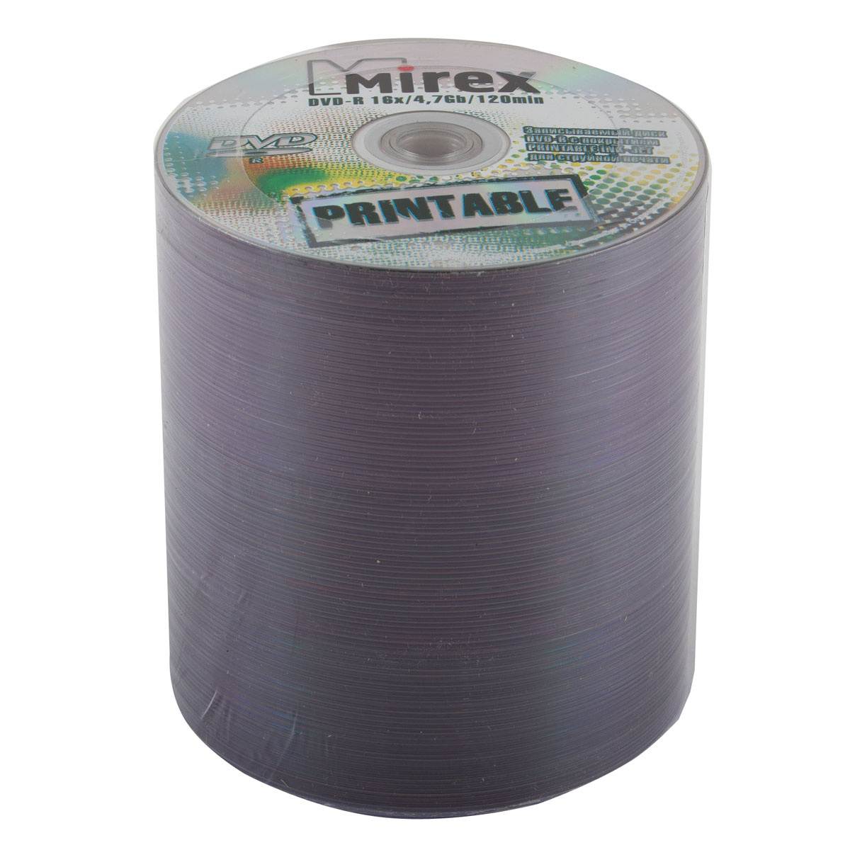 картинка Диски DVD-R Mirex Full Inkjet Print SP, 100 шт, 16x 4.7 Gb, термоупаковка, UL130088A1T от магазина Альфанит в Кунгуре