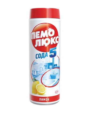 картинка Порошок чистящий универсальный, 480 гр, банка, "Сода Extra 5. Лимон", Пемолюкс, 601899 от магазина Альфанит в Кунгуре