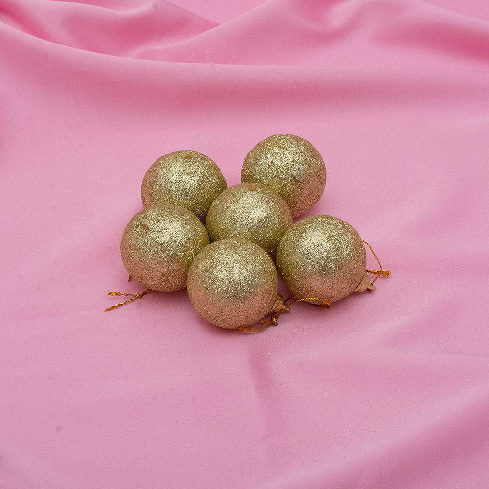 картинка Набор шаров, 6 шт, 4 см, золото, "Посыпка из блёсток", 652-012, 11460128 от магазина Альфанит в Кунгуре
