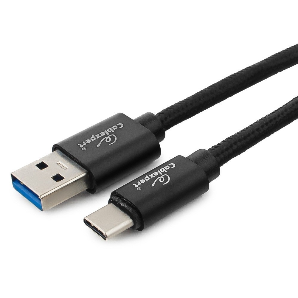 картинка Кабель USB-TypeC, 1,8м, черный, нейлоновая оплетка, Platinum, Cablexpert, CC-P-USBC03Bk-1.8M от магазина Альфанит в Кунгуре