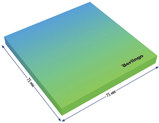 картинка Бумага для заметок с клеевым краем, 7,5*7,5 см, 50 л, голубой/зеленый, "Ultra Sticky. Radiance", Berlingo, LSn_39802 от магазина Альфанит в Кунгуре