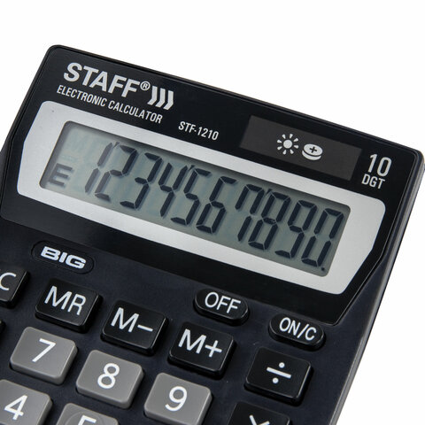картинка Калькулятор настольный, 10 разрядов, 14*10,5 см, двойное питание, "STF-1210", STAFF, 250134 от магазина Альфанит в Кунгуре