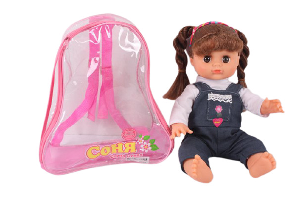 картинка Кукла, 33 см, звук, в рюкзаке, "Соня", 5290 от магазина Альфанит в Кунгуре