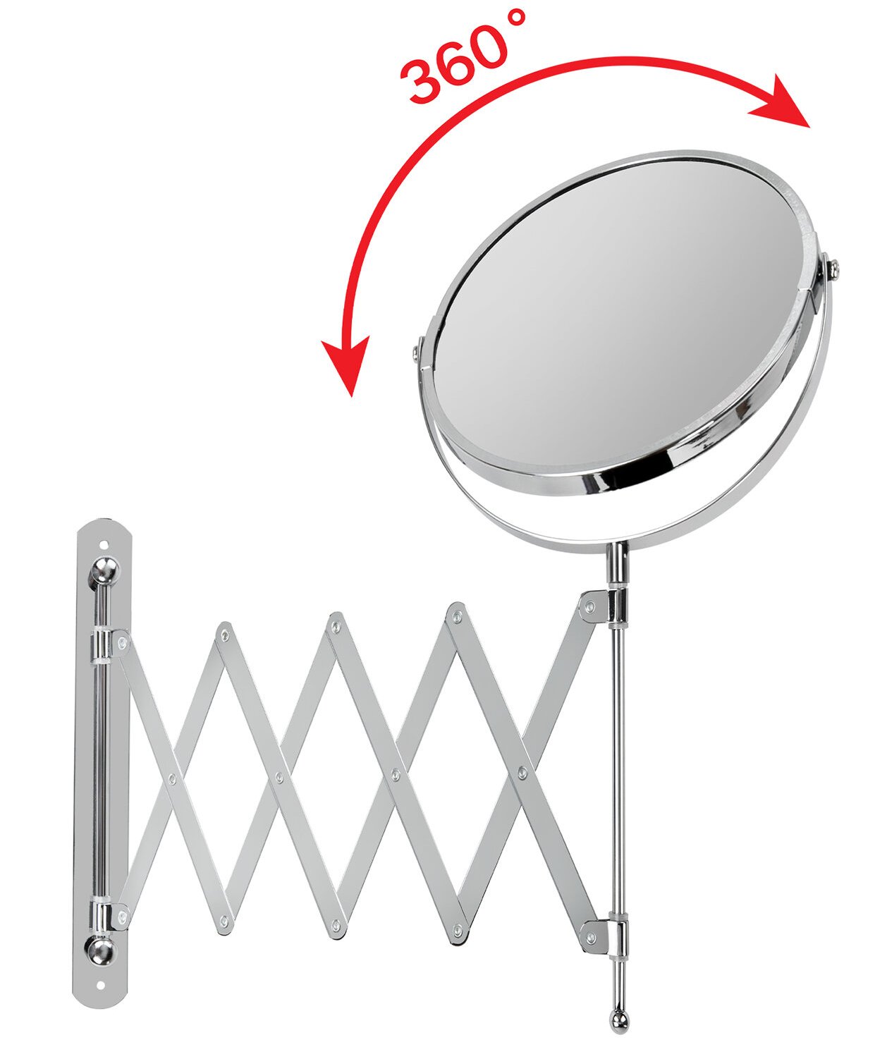 картинка Зеркало настенное, 17 см, двусторонее, с увеличением, выдвижное, BRABIX, 60742 от магазина Альфанит в Кунгуре