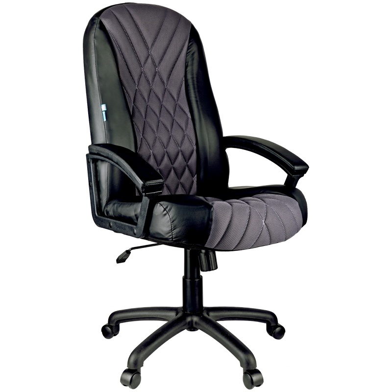 картинка Кресло руководителя Helmi "Graphite HL-E85", ткань/экокожа, черный/серый, 277620 от магазина Альфанит в Кунгуре