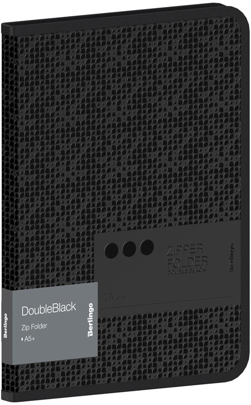 картинка Папка для тетрадей, А5+, 1 отдел, пластик, черный, на молнии, с рисунком, "DoubleBlack", Berlingo, ZF5_A5701 от магазина Альфанит в Кунгуре