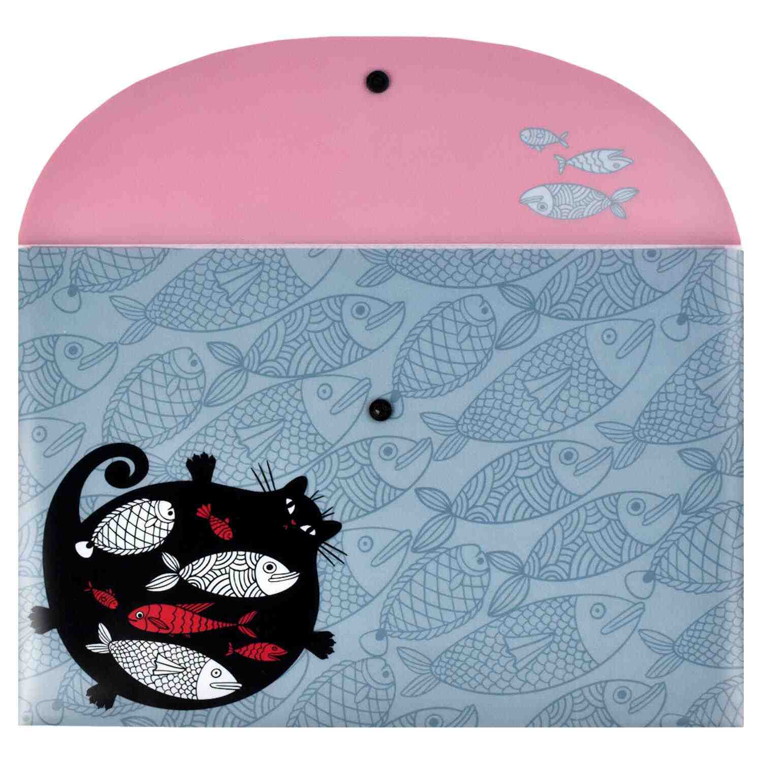 картинка Папка-конверт на кнопке, А4, "Кот с рыбами", Феникс+, 56638 от магазина Альфанит в Кунгуре