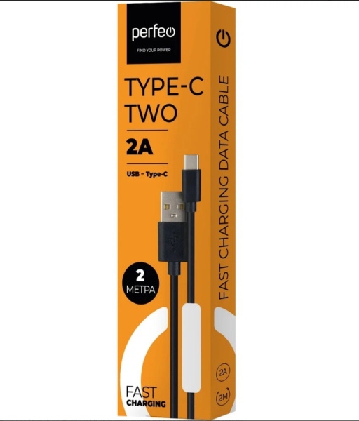 картинка Кабель соединительный Perfeo Two USB A (M) — USB Type C, 2,0 м, белый, U4708 от магазина Альфанит в Кунгуре