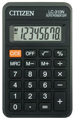 картинка Калькулятор карманный, 8 разрядов, 11,4*6,9 см, "LC-310NR", CITIZEN, 250345 от магазина Альфанит в Кунгуре