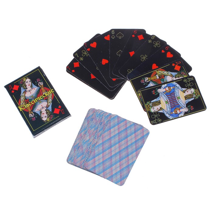 картинка Игральные карты, 1 колода, 36 карт, черные, "Классические", Гелий, 10019 от магазина Альфанит в Кунгуре