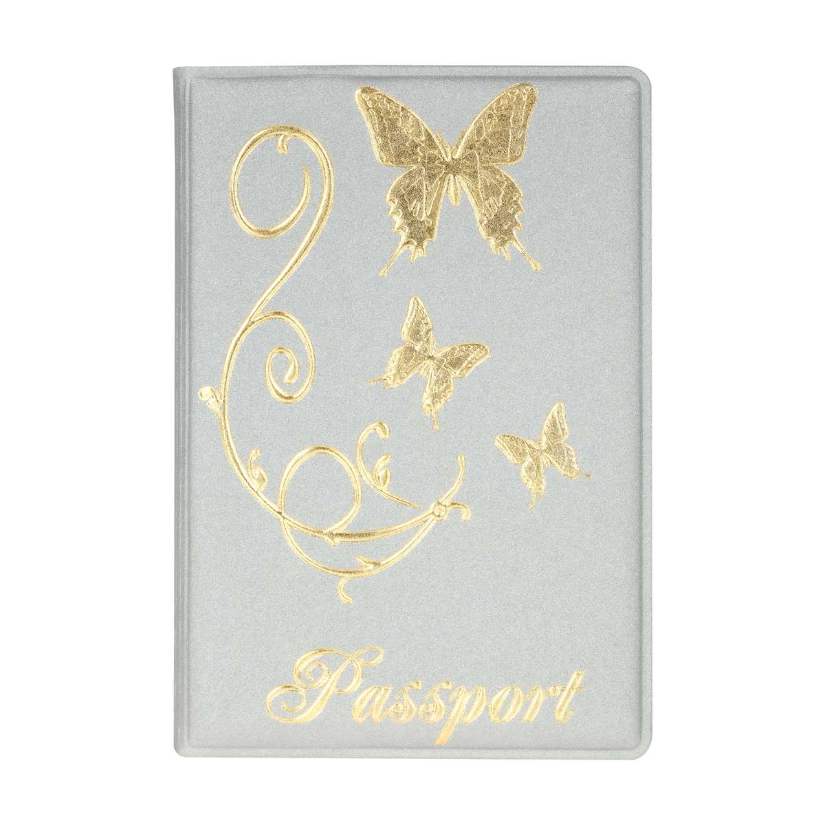 картинка Обложка для паспорта, полиуретан, серебро, "Бабочки", OfficeSpace, 342741 от магазина Альфанит в Кунгуре