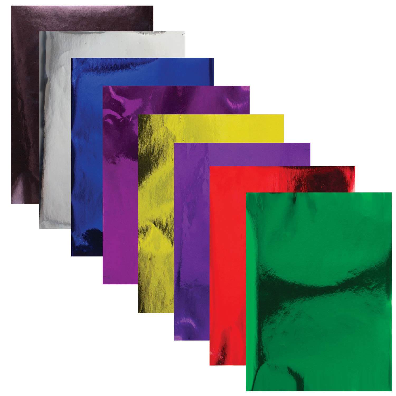 картинка Бумага цветная металлизированная, А4, 8 л, 8 цв, "Зеркальная", BRAUBERG, 124717 от магазина Альфанит в Кунгуре