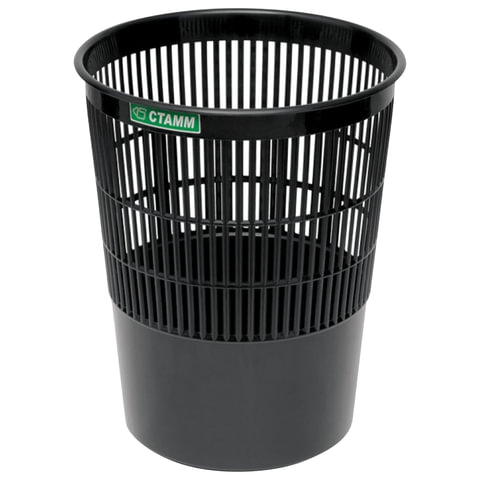 картинка Корзина для мусора 14 л, пластик, черный, сетчатая, СТАММ, КР51 от магазина Альфанит в Кунгуре